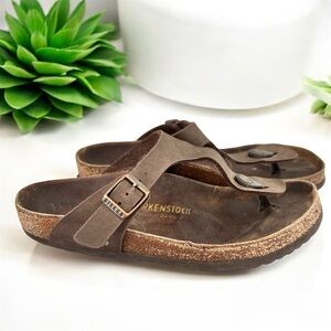 Birkenstock Women's Gizeh Brown Birko-Flor Sandals